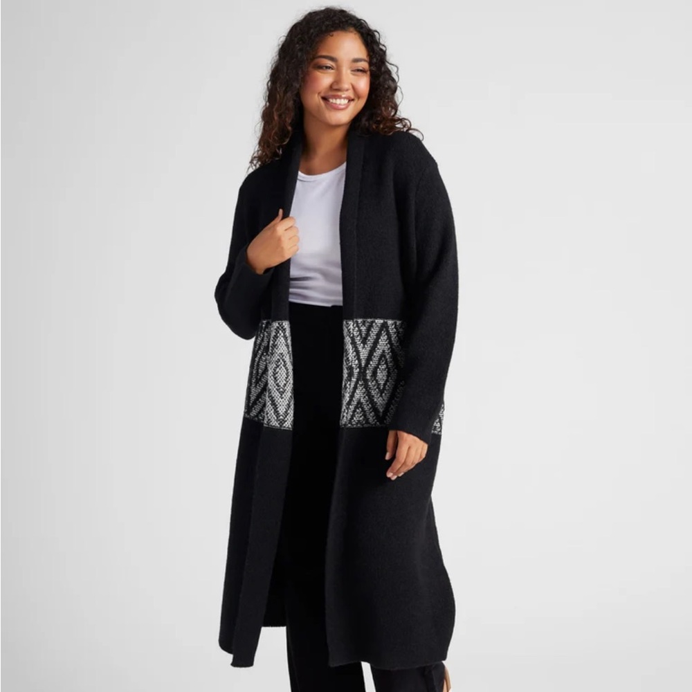 Plus Size Long Sleeve Shawl Neck Cardigan